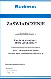 Zaświadczenie Buderus