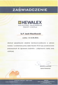 certyfikat Hewalex pompy ciepła