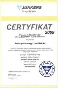 certyfikat junkers 2009