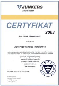 certyfikat junkers 2003