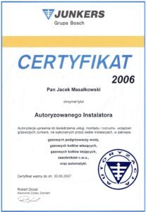 certyfikat junkers 2006