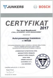 certyfikat junkers 2017