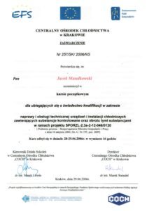 Świadectwo kwalfikacji chłodnictwo