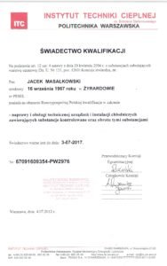 Świadectwo kwalfikacji chłodnictwo